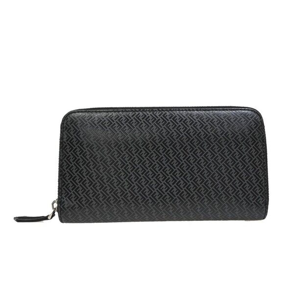 FENDI Logo Micro Zucca Pattern Long Zipper Wallet Embossing Leather - Picture 4 of 16